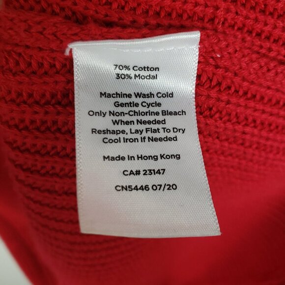 Talbots Classic Cotton Modal Cowlneck Sweater Red Ribbed Knit Cozy Size Medium - Picture 7 of 7